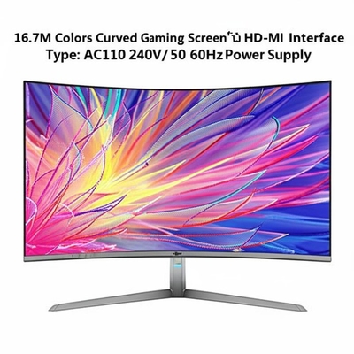 หน้าจอเกมมิ่งโค้ง 16.7 ล้านสี พร้อมอินเทอร์เฟซ HD-MI และแหล่งจ่ายไฟ AC110 240V/50 60Hz